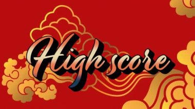 Kırmızı arkaplandaki şekiller üzerinden yüksek skorlu metin animasyonu. küresel sosyal medya, bağlantılar ve dijital arayüz konsepti dijital olarak oluşturulmuş video.