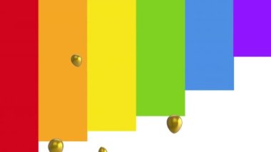 Gökkuşağı arka planında gurur ve balonların animasyonu. lgbt haklarını ve dijital olarak oluşturulan cinsiyet eşitliğini desteklemek.