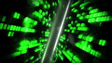 Siyah arka planda şekillerin ve parlayan ışıkların animasyonu. renk, hareket ve enerji arkaplan kavramı, dijital olarak oluşturulmuş video.