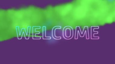 Duman izlerinin üzerindeki hoş geldin metninin animasyonu. Sosyal medya ve iletişim arayüzü kavramı dijital olarak oluşturulmuş video.