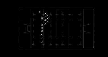 Tahtadaki futbol oyun planının animasyonu. spor, rekabet, eğlence ve teknoloji konsepti dijital kompozit görüntü.