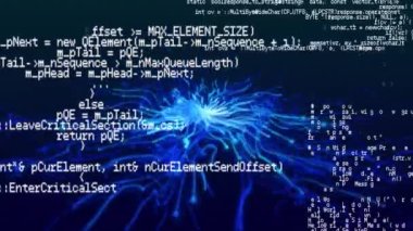 Siyah arkaplanda mavi çizgilerle veri işleme animasyonu. veri işleme, bilgisayarlar dijital arayüz ve teknoloji konsepti dijital olarak oluşturulmuş video.