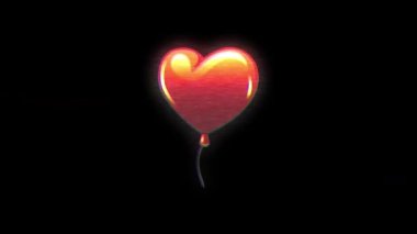 Siyah arka planda arıza olan kalp animasyonu. doğum günü, parti ve kutlama konsepti dijital olarak oluşturulmuş video.
