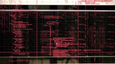 Bilgisayar sunucusuna yakın veri işleme animasyonu. küresel veri işleme, hesaplama ve dijital arayüz kavramı dijital olarak oluşturulmuş video.