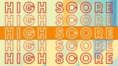 Yeşil arkaplandaki şekiller üzerinde tekrarlanan yüksek skorlu metin animasyonu. küresel sosyal medya, bağlantılar ve dijital arayüz konsepti dijital olarak oluşturulmuş video.