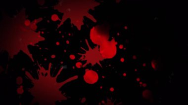 Kırmızı arka planda kırmızı lekelerin canlandırılması. renk, hareket ve enerji arkaplan kavramı, dijital olarak oluşturulmuş video.