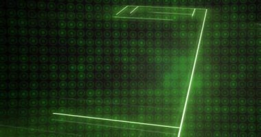 Siyah arka planda daireler halinde yeşil neon spor stadyumunun animasyonu. global spor ve dijital arayüz konsepti dijital olarak oluşturulmuş video.