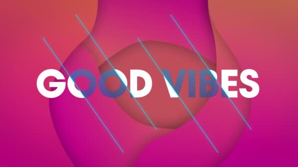Animatie Van Goede Vibraties Tekst Vormen Rode Achtergrond Mondiaal Concept — Stockvideo