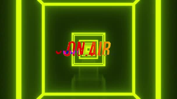 Animation Subscribe Air Text Neon Squares Social Media Communication Interface — Video Stock