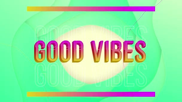 Animation Good Vibes Text Shapes Green Background Global Social Media — 图库视频影像