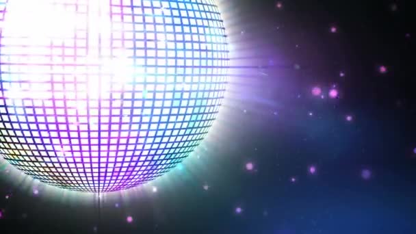 Animatie Van Draaiende Discobal Gloeiende Lichten Muziek Entertainment Concept Digitaal — Stockvideo