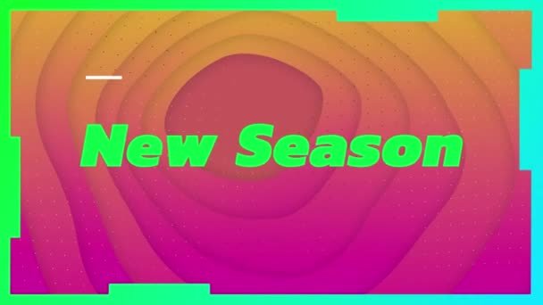 Animation New Season Text Shapes Pink Background Global Social Media — Stockvideo