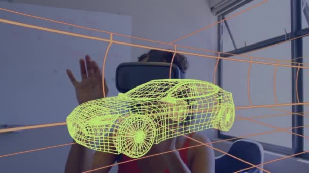 디지털 Digital 헤드셋을 사용하여 여성을 대상으로 자동차 그림이다 글로벌 엔지니어링 — 비디오
