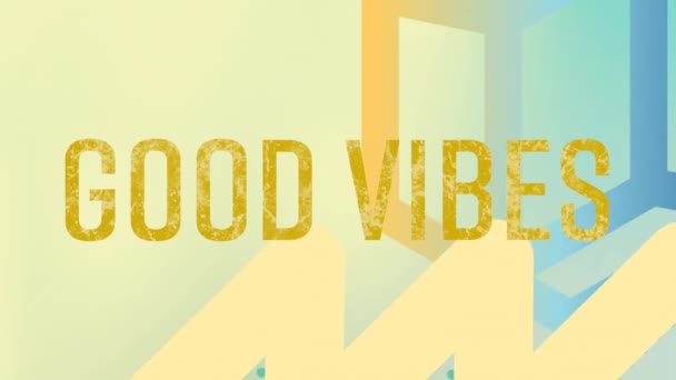 Animatie Van Goede Vibraties Tekst Vormen Groene Achtergrond Mondiaal Concept — Stockvideo