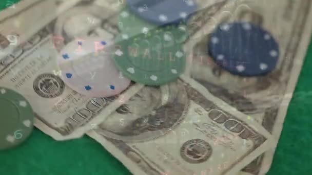 Animación Del Procesamiento Datos Movimiento Sobre Billete Negocios Globales Finanzas — Vídeos de Stock