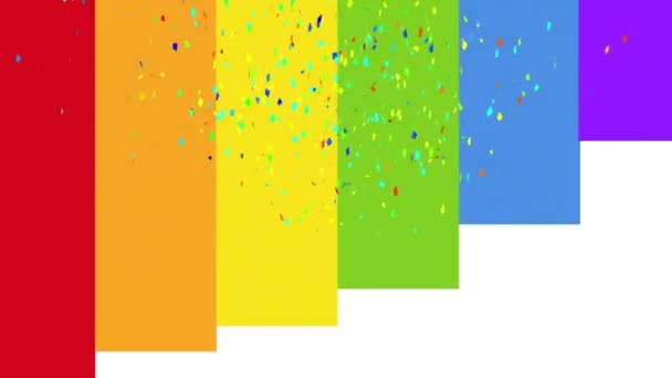 Animation Confetti Lgbtq Rainbow Flag Supporting Lgbt Rights Gender Equality — Stockvideo