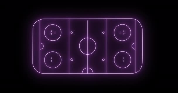 Animatie Van Blauwe Neon Sportstadion Zwarte Achtergrond Mondiaal Concept Van — Stockvideo