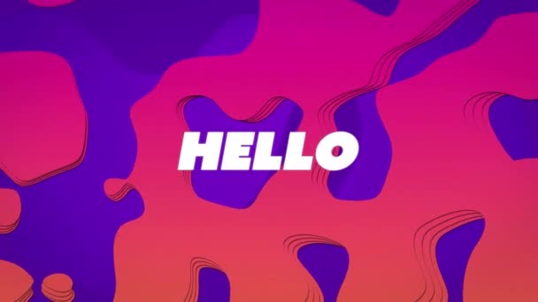 Animation Hello Text Red Liquid Blue Background Global Social Media — Stockvideo