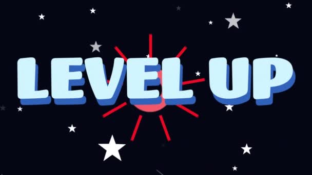 Animation Level Text Stars Black Background Global Social Media Connections — 图库视频影像