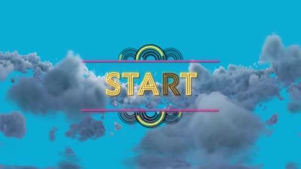 Animation Start Text Sky Clouds Global Social Media Connections Digital — Stockvideo