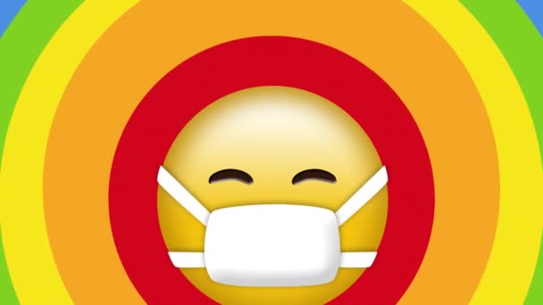 Animatie Van Smiley Face Face Masker Regenboog Achtergrond Ondersteuning Van — Stockvideo