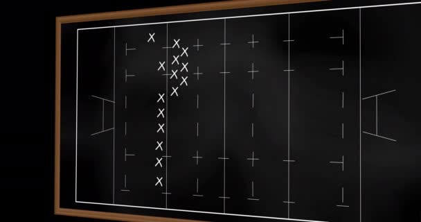 Animation Plan Match Football Sur Tableau Noir Sport Compétition Divertissement — Video
