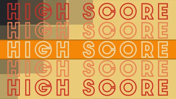 Animation High Score Text Repeated Yellow Squares Black Background Global — Stock Video