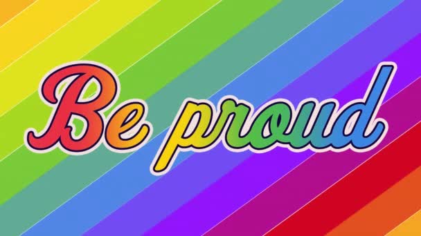 Animation Proud Rainbow Background Supporting Lgbt Rights Gender Equality Digitally — Video Stock