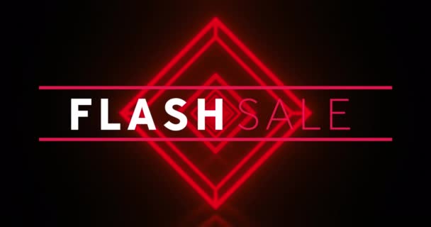 Animatie Van Flash Sale Tekst Neon Pleinen Zwarte Achtergrond Mondiaal — Stockvideo