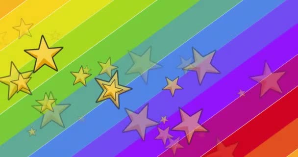 Animación Estrellas Sobre Mano Del Arco Iris Sobre Fondo Del — Vídeos de Stock