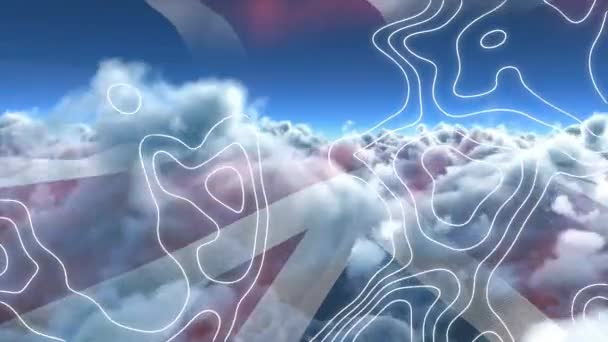 Animação Rede Conexão Ícones Sobre Bandeira Reino Unido Céu Nublado — Vídeo de Stock