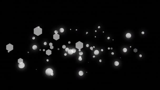 Κινούμενα Σχέδια Λαμπερά Λευκά Γεωμετρικά Σχήματα Πάνω Από Μαύρο Φόντο — Αρχείο Βίντεο