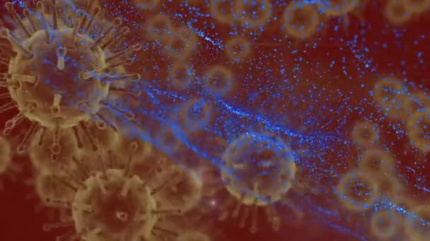 Animación Onda Azul Las Células Movimiento Sobre Fondo Oscuro Medicina — Vídeo de stock