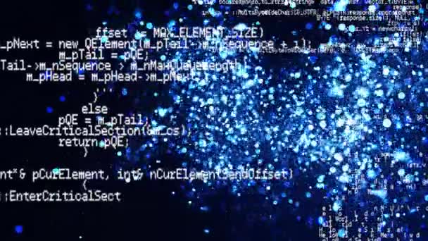Animación Del Procesamiento Datos Informáticos Través Puntos Luz Azul Brillante — Vídeos de Stock