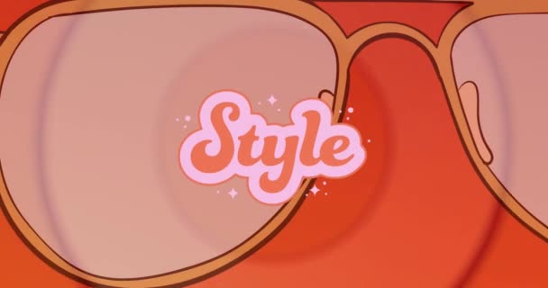 Animace Stylu Textu Přes Sluneční Brýle Oranžovém Pozadí Sociální Média — Stock video