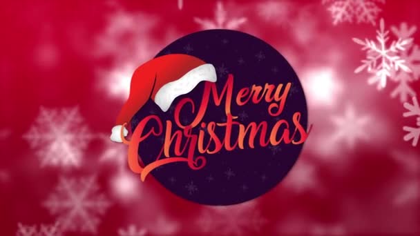 Animation Merry Christmas Text Falling Snow Christmas Tradition Celebration Concept — Stock Video