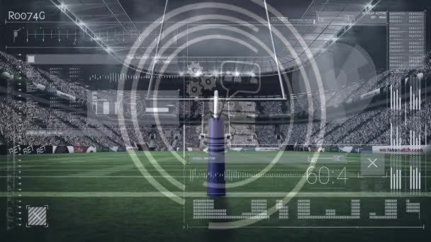 Animação Processamento Dados Rede Conexões Sobre Estádio Rugby Conceito Global — Vídeo de Stock