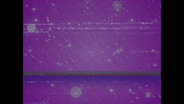Animation Interference Glowing Spots Purple Background Global Digital Interface Data — Stock Video