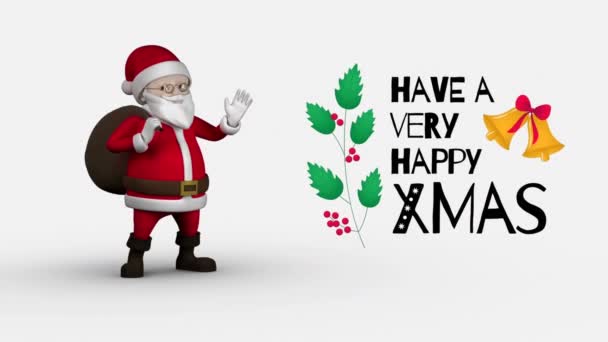 Animación Texto Navideño Sobre Santa Claus Navidad Tradición Concepto Celebración — Vídeo de stock