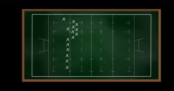 Animation Football Game Plan Blackboard Sports Competition Entertainment Technology Concept — Stock Video