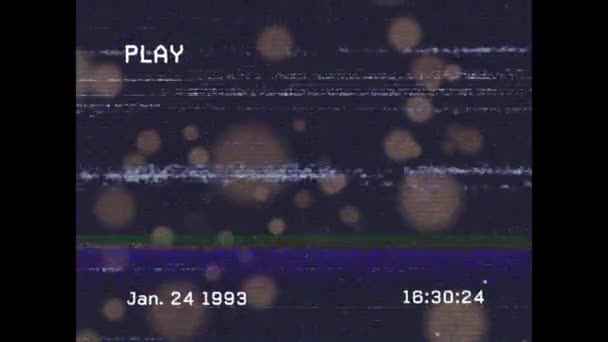 Animatie Van Interferentie Gloeiende Vlekken Zwarte Achtergrond Mondiaal Digitaal Interface — Stockvideo