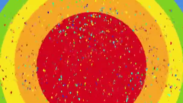 Animation Von Konfetti Über Stolz Auf Rundem Regenbogenhintergrund Unterstützung Von — Stockvideo