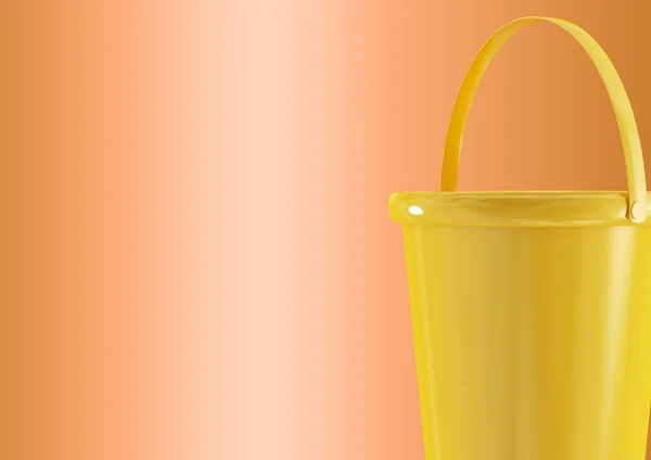 Close View Yellow Bucket Orange Gradient Background Home Decoration Repair — Stock Photo, Image