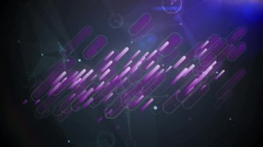 Mor çizgilerin animasyonu ve siyah arkaplan üzerindeki bağlantı ağı. küresel bağlantılar, veri işleme ve dijital arayüz konsepti dijital olarak oluşturulmuş video.