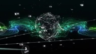 Siyah arkaplanda kullanıcı simgeleri ve dünya bağlantıları ağının animasyonu. küresel bağlantılar, veri işleme ve teknoloji konsepti dijital olarak oluşturulmuş video.