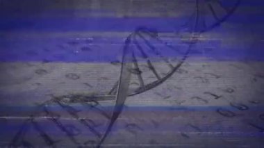 DNA kodunu ikili kod üzerinde döndürmenin animasyonu. küresel tıp ve dijital arayüz kavramı dijital olarak üretilen video.