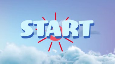 Gökyüzünde bulutlarla başlayan metnin canlandırması. küresel sosyal medya, bağlantılar ve dijital arayüz konsepti dijital olarak oluşturulmuş video.