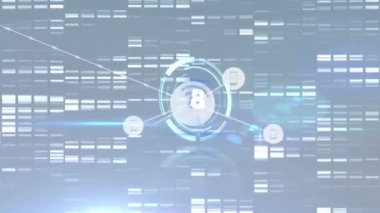 Bağlantılar ve simgeler ağının animasyonu. küresel bağlantılar, veri işleme ve dijital arayüz konsepti dijital olarak oluşturulmuş video.