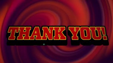 Kırmızı spiral üzerinden teşekkür mesajı animasyonu. Sosyal medya ve iletişim arayüzü kavramı dijital olarak oluşturulmuş video.