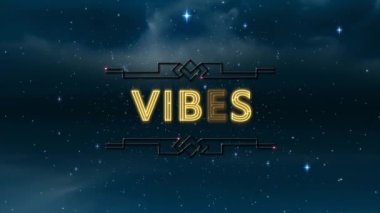 Gökyüzünde yıldızlarla ilgili titreşimlerin animasyonu. küresel sosyal medya, bağlantılar ve dijital arayüz konsepti dijital olarak oluşturulmuş video.